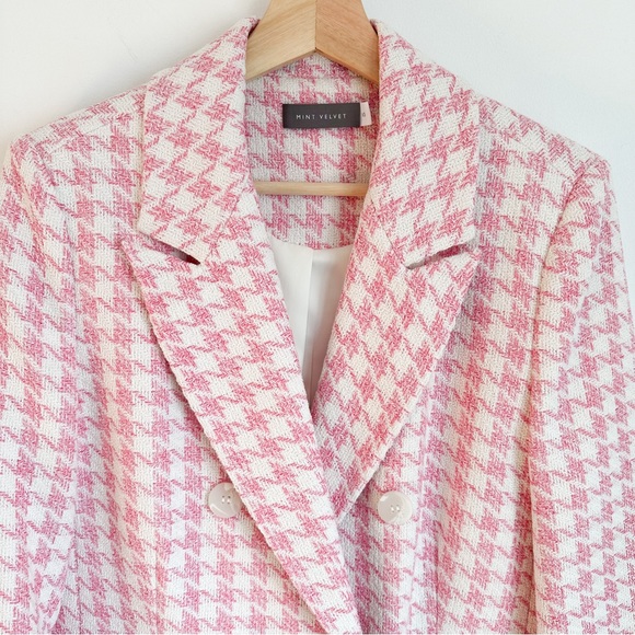 • NWOT! • Mint Velvet coton blend pink and white houndstooth blazer - Picture 10 of 10